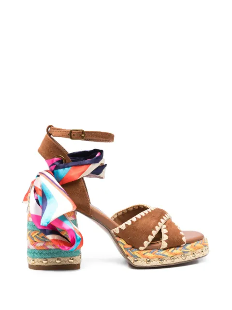 exè scarf-detail whipstitch-trim sandals Brown HAVANA448