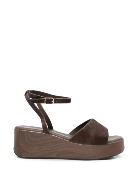 exè pony-hair wedge sandals Brown LKTM1015