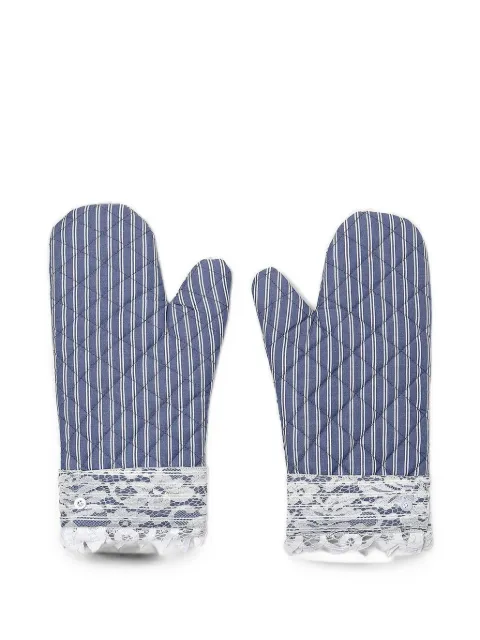 Gohar World lace-trim quilted oven gloves Blue OVENGLOVES