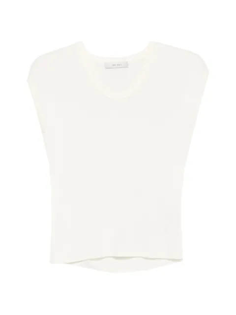 IVORY PARIS Mia scoop-neck cap-sleeves T-shirt Neutrals MIA