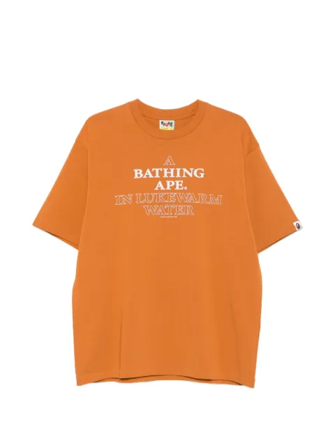 A BATHING APE® logo-print short-sleeve T-shirt Brown 001TEM301330M
