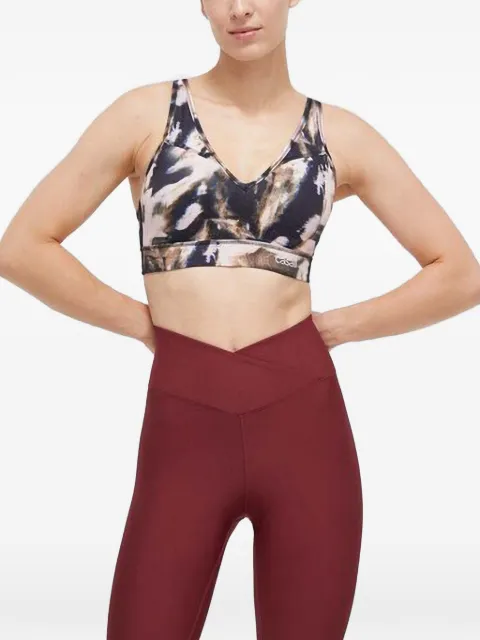 Casall abstract-print crossover sports bra Black 23120