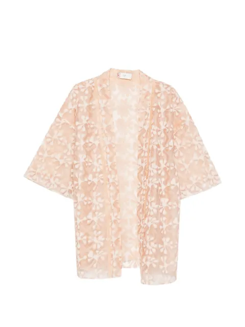 HUI MILANO Alberto floral-appliqué sheer kimono Pink HW21GD3519