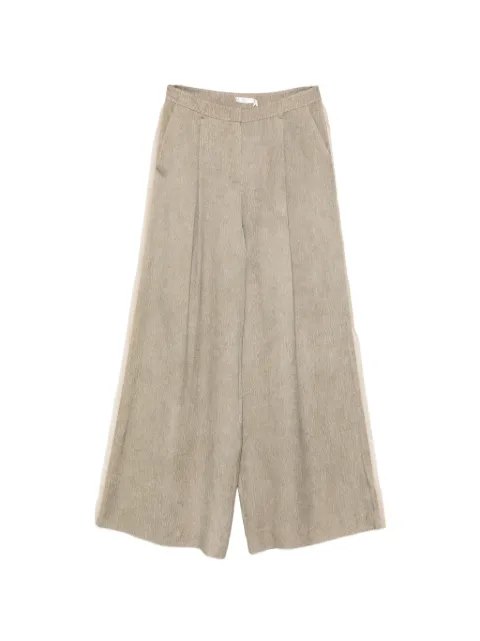 HUI MILANO side-stripe pleated palazzo pants Neutrals HW21GD3632