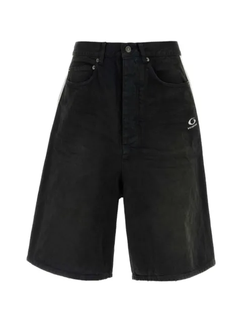 Balenciaga logo-print denim shorts Black 871360TQW56