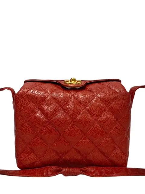 CHANEL Pre-Owned 1991-1994 CC Quilted Caviar crossbody bag Red PGBBYJBLNADKOV54