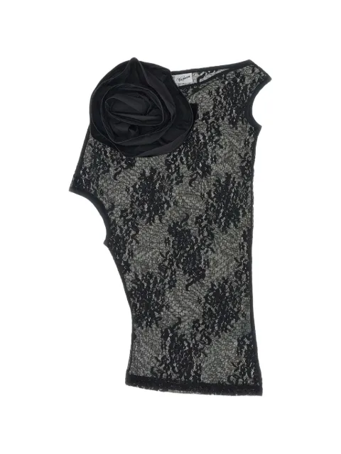 Vaquera floral-appliqué lace top Black VAQ11T040BLACK