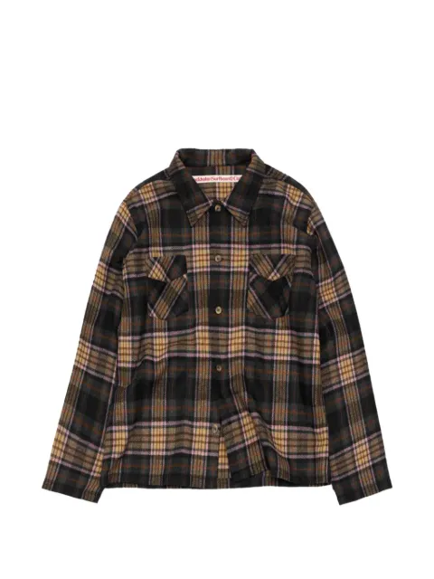 Stockholm Surfboard Club check-pattern logo-print shirt Brown U4000108