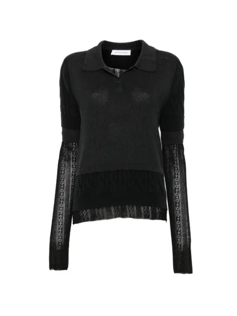 Marie Adam-Leenaerdt layered knitted polo top Black S6M40281000