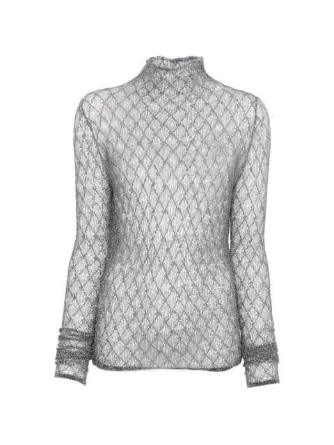 Marie Adam-Leenaerdt diamond-mesh high-neck top Grey S6M40310000