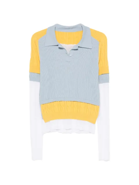 Marie Adam-Leenaerdt cable-knit panelled polo top Yellow S6M40284400