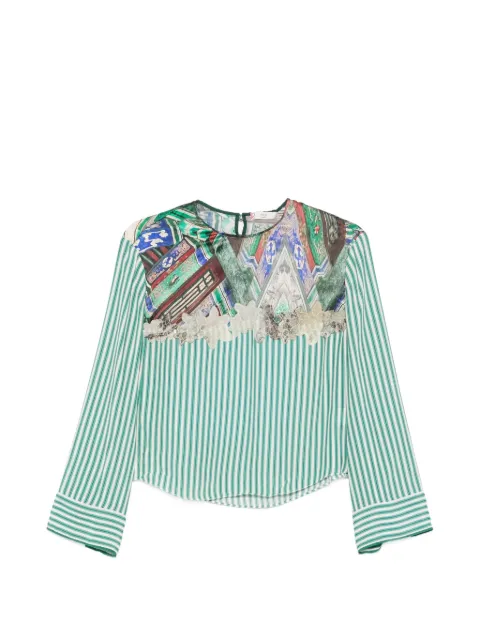HUI MILANO Jasmin stripe-print shirts Green HW21GD3515JASMIN