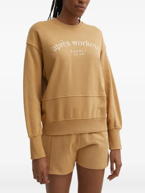Casall logo-embroidered dropped-shoulder sweater Brown 24102