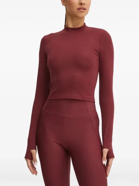 Casall ribbed-knit thumb-slot yoga top Red 24234