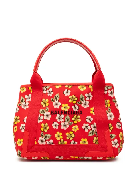 Balenciaga Pre-Owned 2000-2026 Canvas Floral Print Navy Cabas S tote bag Multicolour LW9CM4T11K9A5PHP