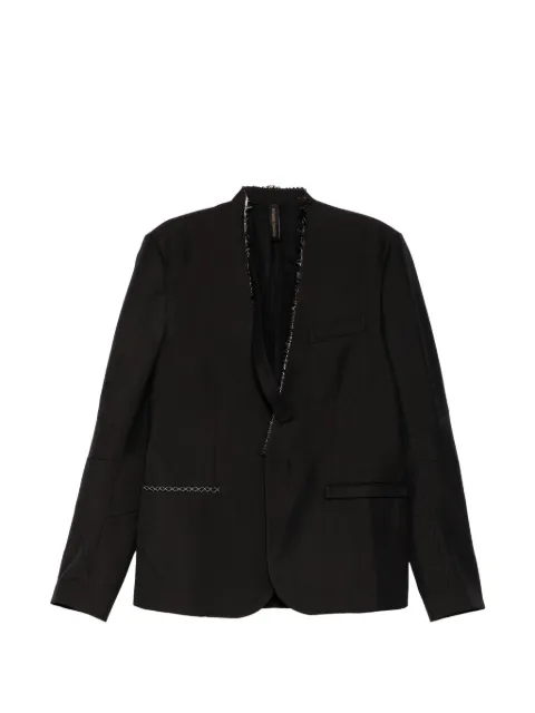Giovanni Cavagna raw-edge collarless blazer Black UG0841