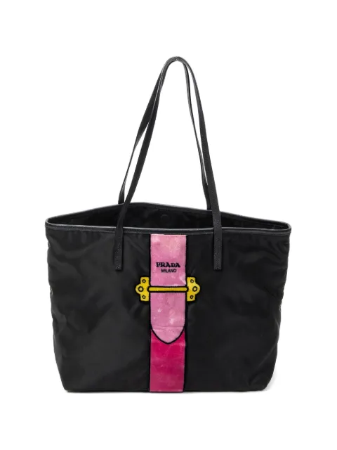 Prada Pre-Owned Ricamo Trompe L'oeil tote bag Black 255
