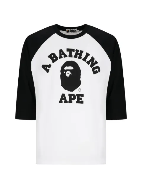 A BATHING APE® College raglan T-shirt White 001LTM301309M