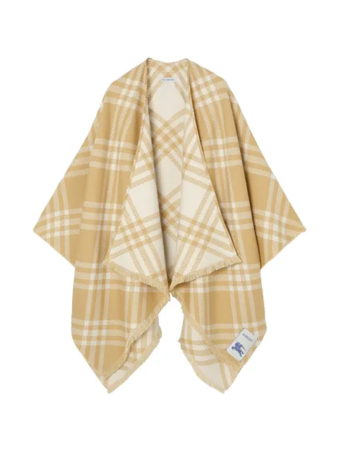 Burberry check wool silk cashmere cape Neutrals 8129971