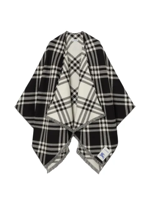 Burberry check wool silk cashmere cape Black 8129970