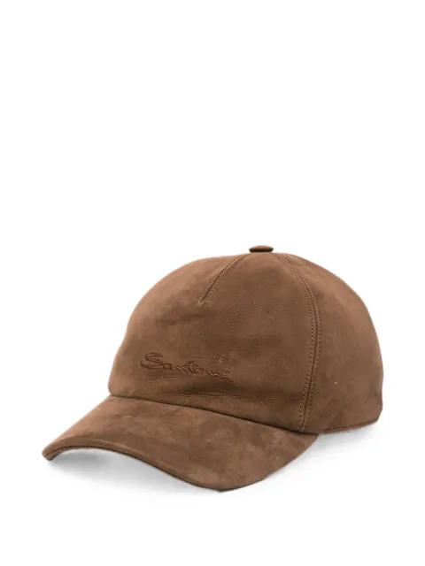 Santoni embroidered suede cap Brown AMCPC0046XXXHAA