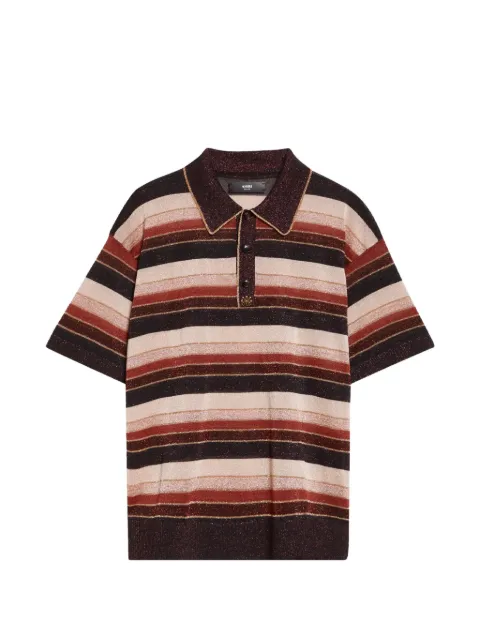 AMIRI striped glitter-effect polo shirt Brown AMKNIR1034