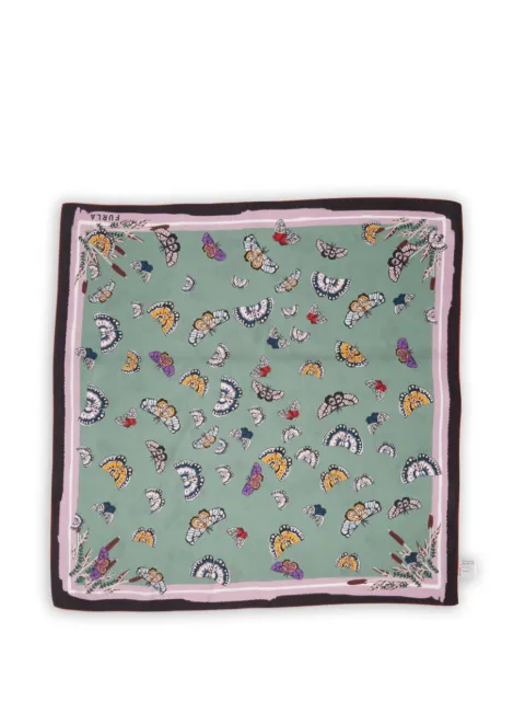 Furla Tortona butterfly-print border-detail scarf Green WT00021