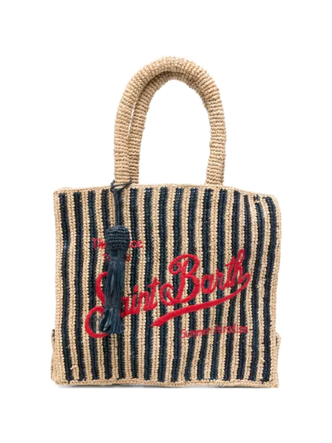 MC2 Saint Barth Colette striped raffia tote bag Neutrals COL0013