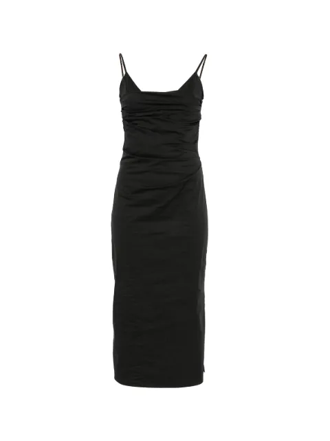 Patrizia Pepe ruched spaghetti-strap midi dress Black 2A3005A743