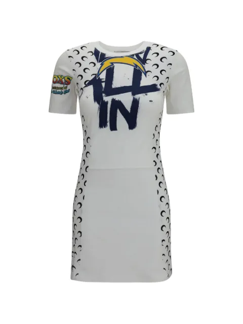 Marine Serre graphic-print Moon-panelled mini dress White WDR484AUJER0003WH10