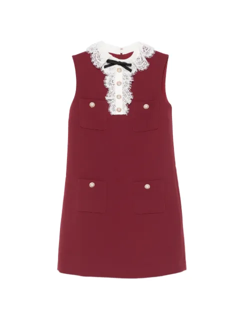 Self-Portrait lace-trimmed bow-detail dress Red PF26001SB