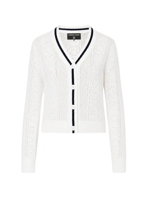 Iceberg logo-pointelle V-neck cardigan White 26EJ2P0A01095011101