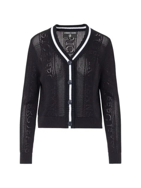 Iceberg logo-pointelle striped-trim cardigan Black 26EJ2P0A01095019000