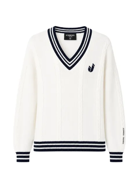 Iceberg cable-knit striped-trim knitwear White 26EJ2P0A00295011101