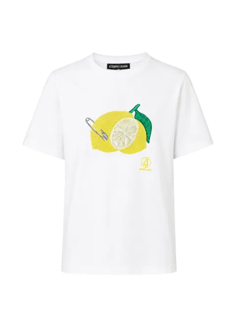 Iceberg lemon-print safety-pin T-shirt White 26EJ2P0F029P4001101