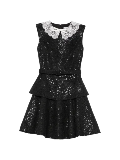 Self-Portrait sequin-embellished lace-collar dress Black PF26002SB