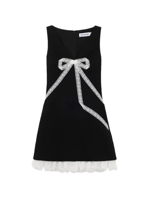 Self-Portrait black crepe bow lace mini dress Black PF26004S