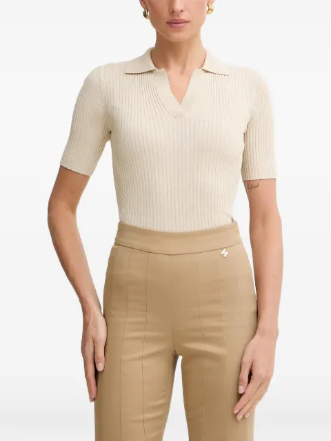 FRACOMINA ribbed-knit V-neck T-shirt Neutrals FS26ST7001K564Q7