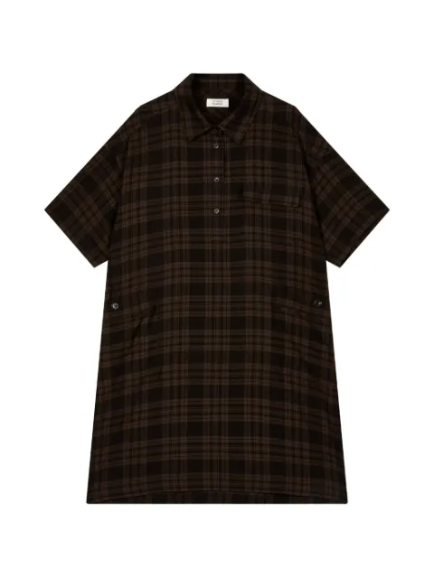 TOMBOY checkered short-sleeve midi dress Brown 9106241229