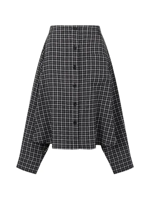 TOMBOY check-print pleated-back shirt Black 9106221219