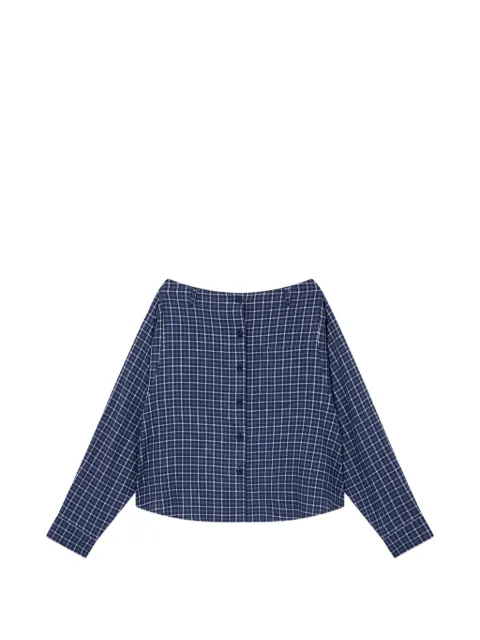 TOMBOY check-pattern pleated skirt Blue 9106221219