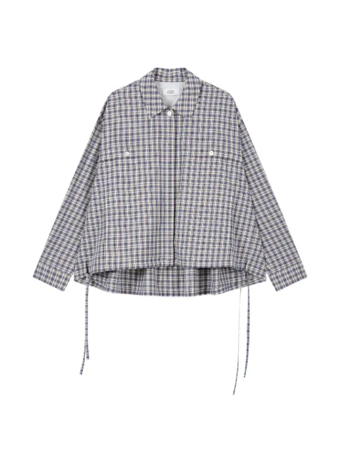 TOMBOY check-pattern drawstring-hem shirt Neutrals 9106221105