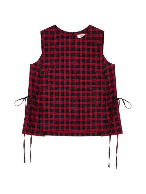 TOMBOY checkered side-tie sleeveless blouse Red 9106221225