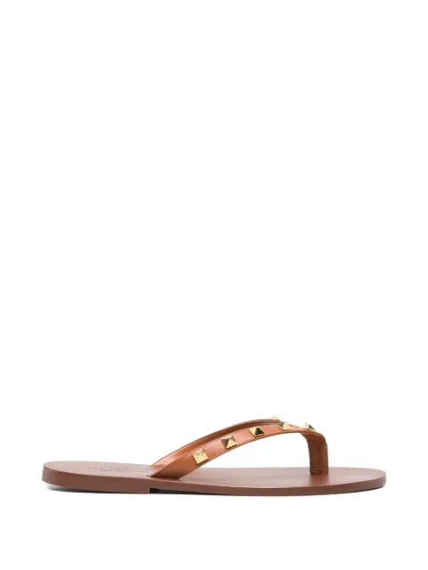 Valentino Garavani Rockstud goatskin flip flops Brown YS0O16UIS