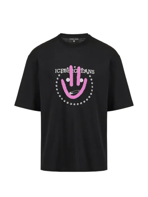 Iceberg smile-print cotton T-shirt Black 26EJ1P0F042P4009000
