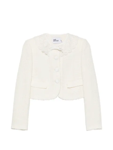 Self-Portrait lace-collar bouclé jacket Neutrals PF26002JC