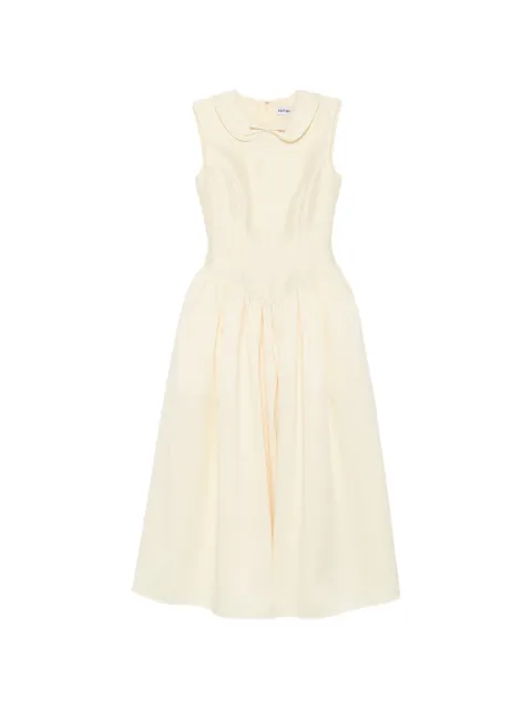 Self-Portrait bow-detail pleated midi dress Yellow PF26077MA