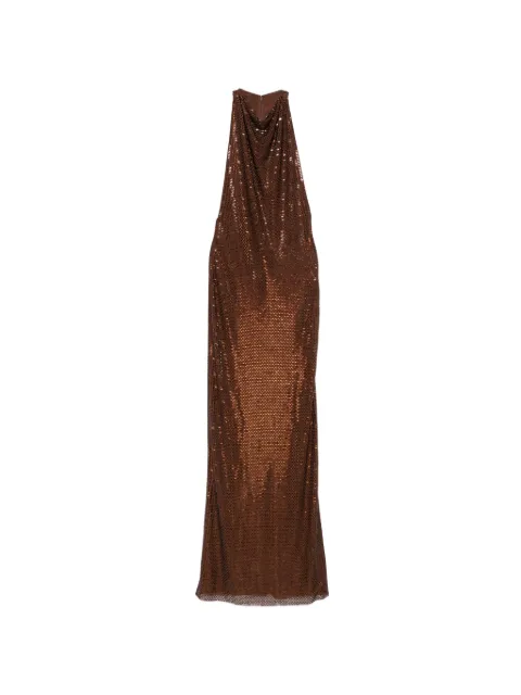 Self-Portrait rhinestone-embellished racer-back maxi dress Brown PF26041BR