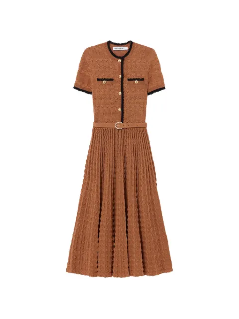 Self-Portrait brown pointelle-knit midi dress Brown PF26072MBB