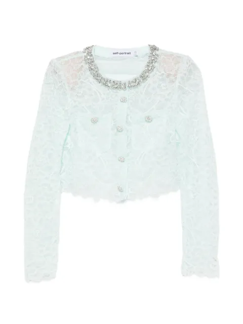 Self-Portrait crystal-embellished lace jacket Green PF26101J